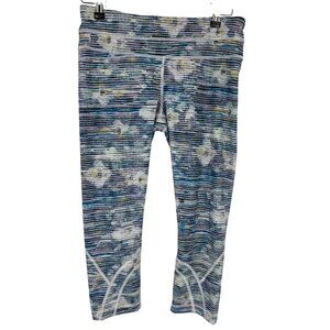 Lululemon Women's Wunder Under Striped Blurry Bell Crop High Rise Leggings Sz 8